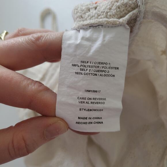 Altar'd State Shirt Womens Large Crochet Embroidered Peplum Tank Cami MCW9384 - Picture 6 of 8